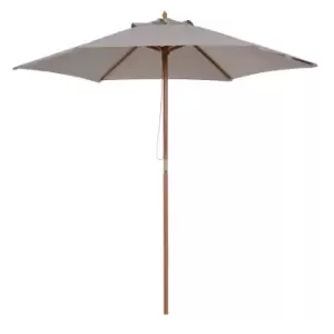 Outsunny 2.5M Wood Garden Parasol Sun Shade Patio Outdoor Wooden Umbrella Canopy - Grey