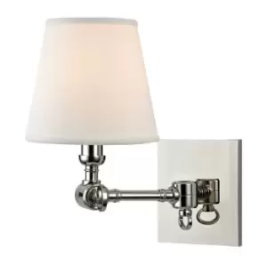 Hillsdale 1 Light Wall Sconce Polished Nickel, Linen