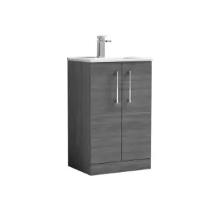 Nuie Arno 500mm Floor Standing 2 Door Vanity & Basin 2 Anthracite