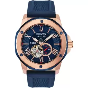 Bulova 98A227 Mens Marine Star Rose Gold Tone Automatic Wristwatch