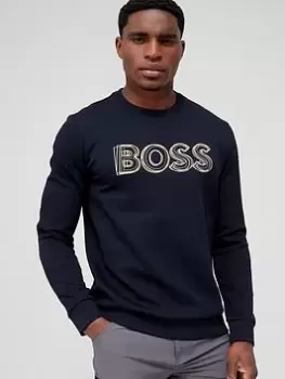 BOSS Salbo 1 Logo Sweatshirt - Dark Blue, Dark Blue Size XL Men