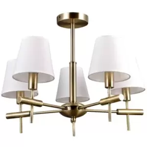 Italux Lighting - Italux Balter - Stylized Chandeliers Golden 5 Light with White, Fabric Shade, E14