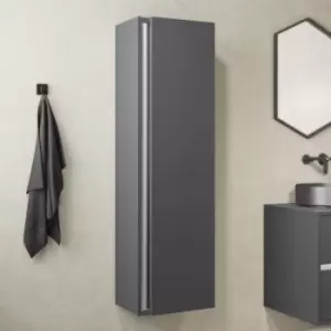 Grey Wall Mounted Tall Bathroom Cabinet 420mm - Roxbi