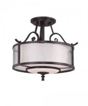 3 Light Semi Flush Ceiling Light Dark Cherry, E27