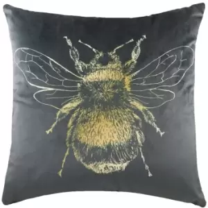 Evans Lichfield Bee Cushion Cover (30cm x 50cm) (Grey) - Grey