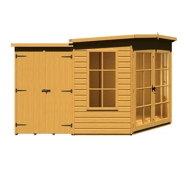 Shire 8x12 Hampton Dip Treated Summerhouse With Side Shed