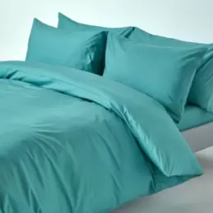 Teal Egyptian Cotton Duvet Cover Set 200 Thread Count, King - Teal - Teal - Homescapes