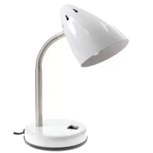 Premier Housewares Desk Lamp in White Gloss Chrome with Flexible Stem