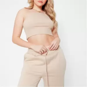 I Saw It First Rib Racer Neck Crop Top - Brown