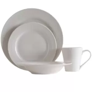 Premier Housewares 16 Piece Ribbed Dinner Set - White