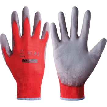 Palm-side Coated Red/Grey Gloves - Size 10