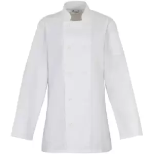 Premier Womens/Ladies Long Sleeve Chefs Jacket / Chefswear (Pack of 2) (XS) (White) - White