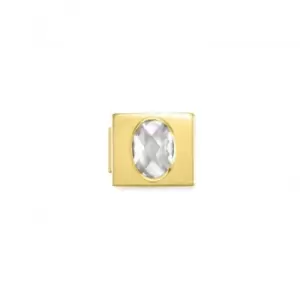 Classic Glam Cubic Zirconia Gold White Link Charm 230606/01