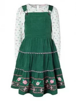 Monsoon Girls S.E.W. Embroidered Cord Pinny & Top - Green