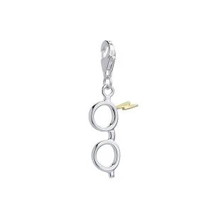 Sterling Silver Glasses and Lightning Bolt Clip on Charm