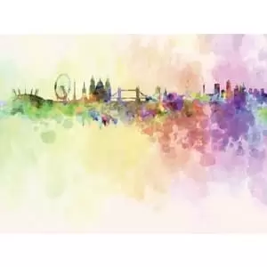 Origin Murals Watercolour London Skyline Multi Wall Mural - 3.5 x 2.8m