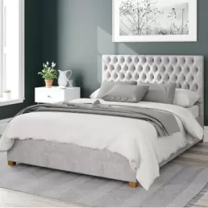 Monroe Pure Pastel Cotton Ottoman Bed Frame Platinum