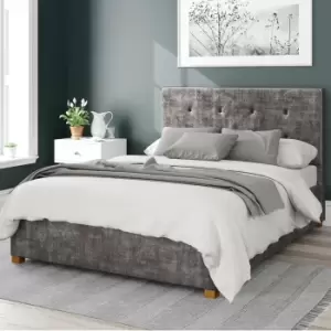 Presley Distressed Velvet Ottoman Bed Frame Slate (Grey)