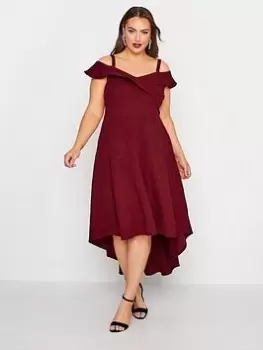 Yours High Low Bardot Dress - Red, Size 16, Women