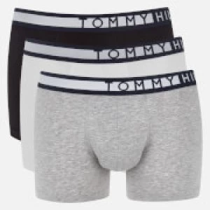 Tommy Hilfiger Mens 3 Pack Trunk Boxer Shorts - Black/White/Grey Heather - L