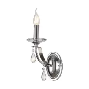 Wall Lamp 1 Candle Light E14, Polished Chrome, Satin Nickel, Clear Crystal - Luminosa Lighting