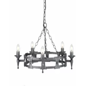 Loops - 5 Bulb Chandelier Hanging Pendant LIght Black Silver LED E14 60W Bulb