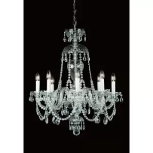 Impex Dolni Crystal Nickel 8 Arm Chandelier