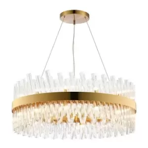 Luminosa Kalih 24 Light G9, Ceiling Pendant Round, Brass, Clear Item Weight: 23.13kg