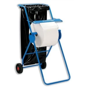 Kimberly-Clark Mobile Towel Roll Dispenser with Serrated 2-Wheeled Tubular Frame for Industrial Cleaning Blue