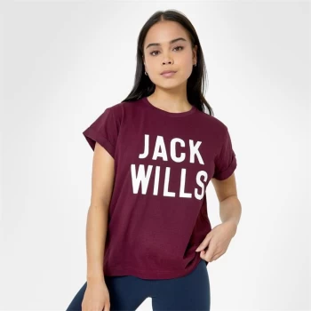 Jack Wills Paulkin Boyfriend Graphic T Shirt - Plum