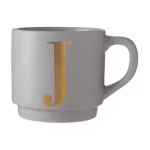 Grey Porcelain J Alphabet Mug