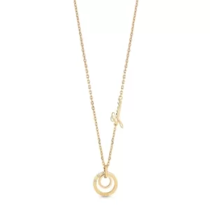 Guess Gold Tone Crystal Circle Necklace