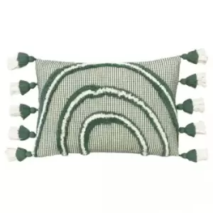 Furn Rainbow Tufted Tassel Cushion Cover (One Size) (Sage)