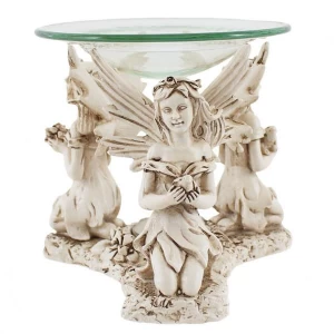 Jones Home and Gift Three Fairy Oil Burner with Glass Dish