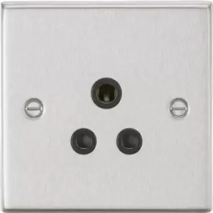 KnightsBridge 5A Unswitched Socket - Square Edge Brushed Chrome Finish with Black Insert