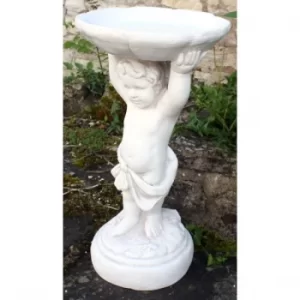 Stone Effect Cherub Bird Feeder Or Bird Bath