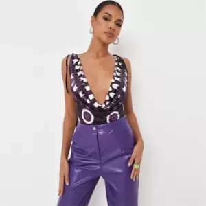 Missguided Neck Plunge Bodysuit - Purple