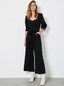 Mint Velvet Mint Velvet Black Square Neck Jumpsuit, Black, Size 14, Women