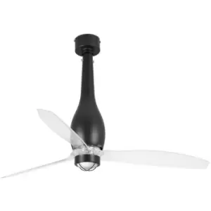 Faro eterfan - LED Matt Black, Transparent Ceiling Fan with dc Motor Smart - Remote Included, 3000K