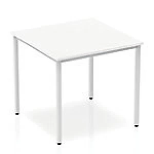 Impulse Straight Table 800 White Box Frame Leg Silver