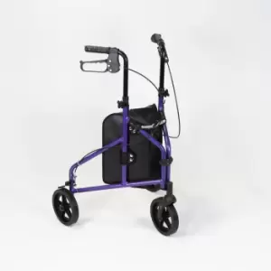 NRS Healthcare 3 Wheel Aluminium Rollator - Purple