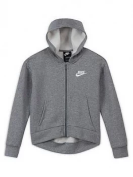 Nike Girls Nsw Club Fleece Full Zip Hoodie Lbr, Grey Heather, Size S=8-10 Years, Women