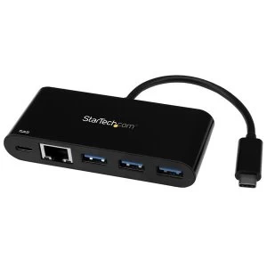 StarTech USB C to Ethernet Adapter with 3 Port USB 3.0 Hub and Power Delivery