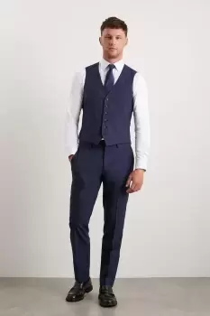 Plus And Tall Slim Fit Navy Marl Waistcoat