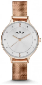 Skagen Ladies Anita Rose Gold Tone Mesh Strap Watch