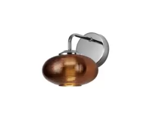 Dome Wall Light Switched, 1 x 8W LED, 4000K, Copper, Polished Chrome