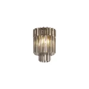 Poland Ceiling Lamp Round 3 Light E14, Polished Nickel, Smoke Sculpted Glass