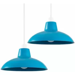 Minisun - 2 x Civic Metro Ceiling Light Shades - Blue - No Bulb