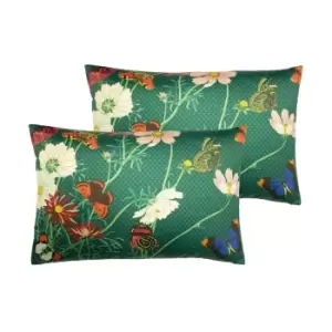 Paoletti Wild Fauna Twin Pack Polyester Filled Cushions Emerald