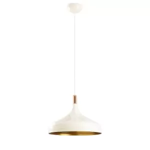 Model 25 Deco White Dome Pendant Lamp Golden Interior